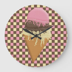 Triple-Scoop Ice Cream Cone Wall Clocks