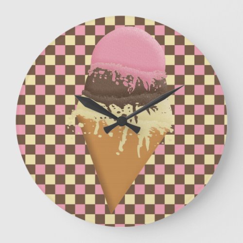 Triple_Scoop Ice Cream Cone Wall Clocks