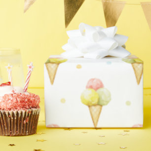 Triple Scoop Ice Cream Cone Wrapping Paper