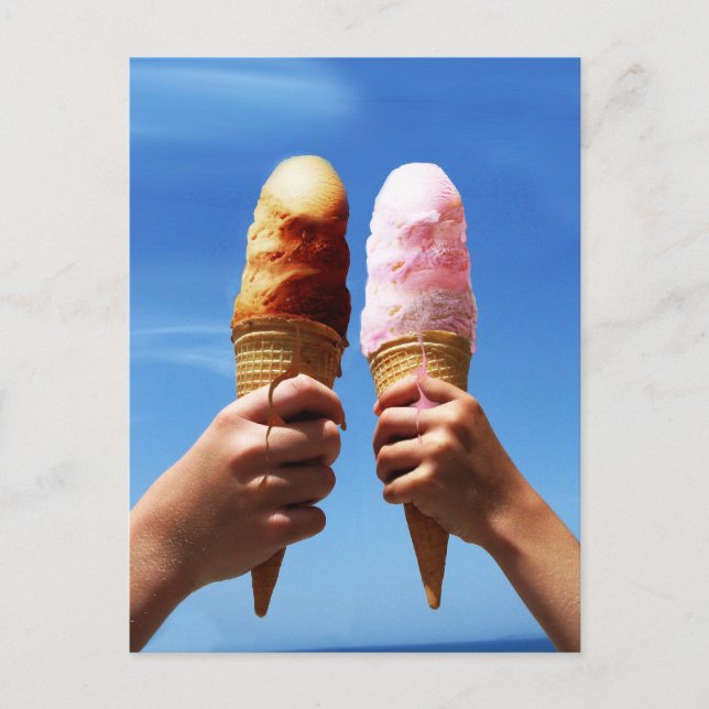 Triple Scoop Ice Cream Cones Postcard (Front)