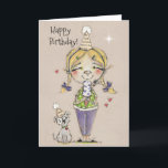 Triple Scoops Folded Birthday Card<br><div class="desc">This is an updated version of one of my older paintings.
A sweet birthday greeting for anyone on your list.
Feel free to change the inside text to suit your needs. 
©studiodudaart</div>