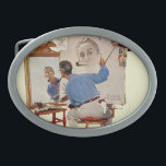 Triple Self-Portrait Belt Buckle<br><div class="desc">Artist: Norman Rockwell | Norman Rockwell paints his own portrait</div>