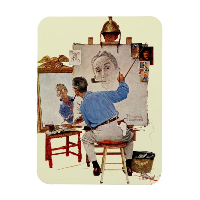 Triple Self-Portrait Magnet (Vertical)
