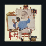 Triple Self-Portrait Magnet<br><div class="desc">Artist: Norman Rockwell | Norman Rockwell paints his own portrait</div>