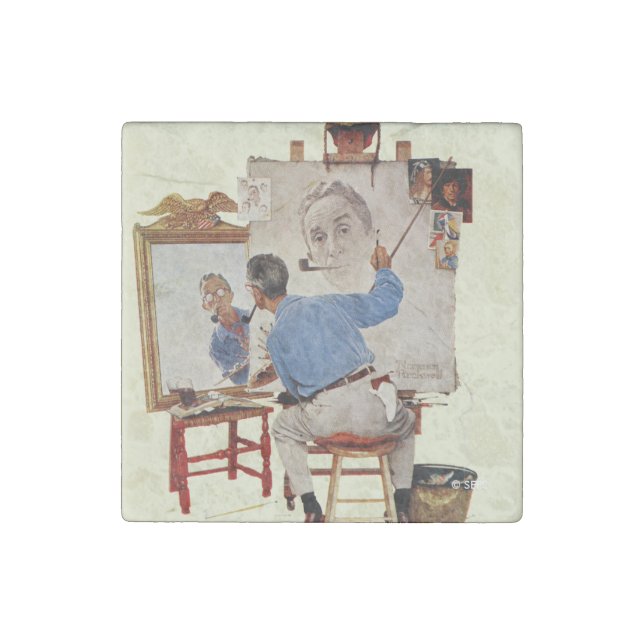 Triple Self-Portrait Stone Magnet (Front)