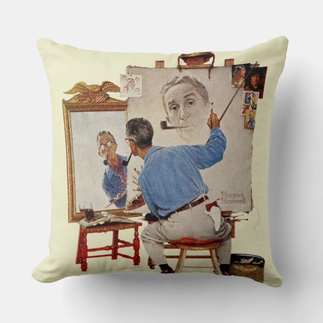Triple Self-Portrait Throw Pillow (Front)