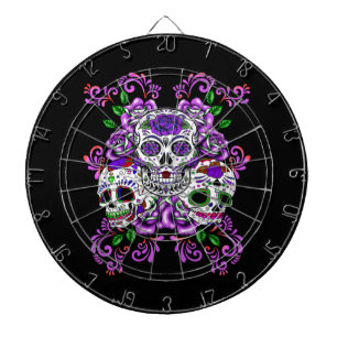 Triple Skull Purple Floral Sugar Skulls Dart Board