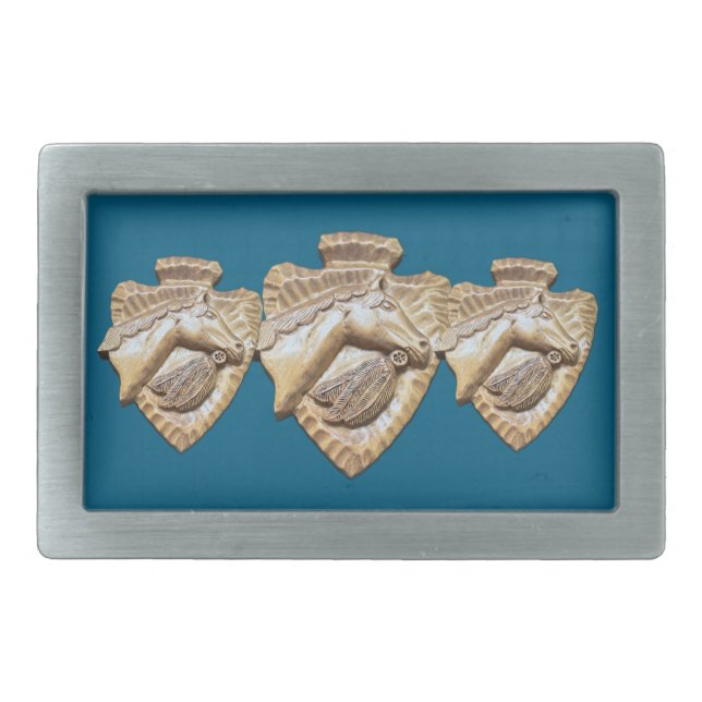 Triple Spade Horse Belt Buckle (Front)