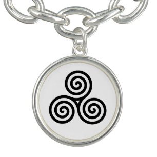 Triple spiral Black Charm Bracelet