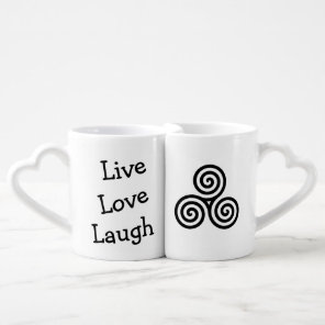 Triple spiral Live Love Laugh Black Coffee Mug Set