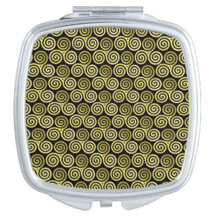 Triple spiral Live Love Laugh Gold Makeup Mirror