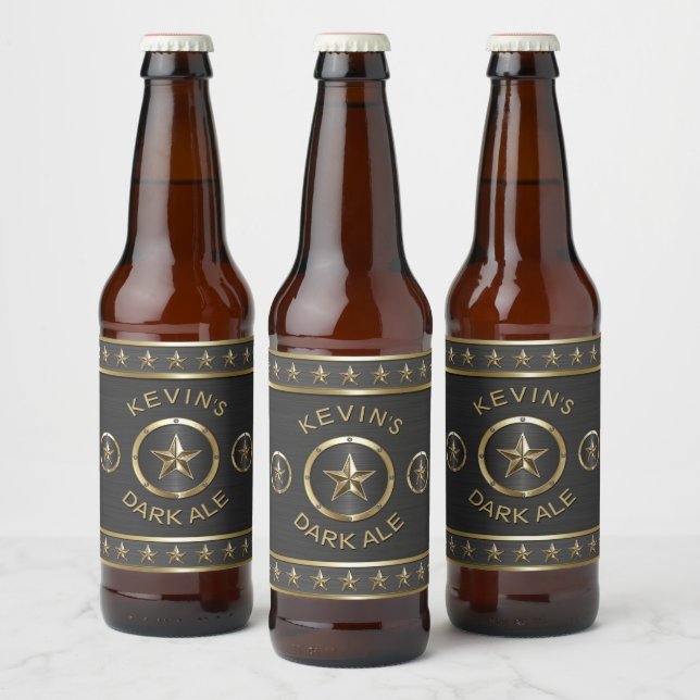 Triple Star Metal Custom Beer Bottle Label (Bottles)