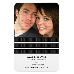 Triple Stripe Photo Save the Date Magnet, Ebony Magnet
