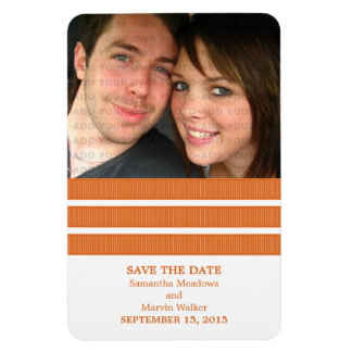 Triple Stripe Photo Save the Date Magnet, Orange Magnet
