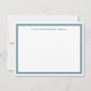 Triple Striped Border Gentlemen's Personalized Note Card