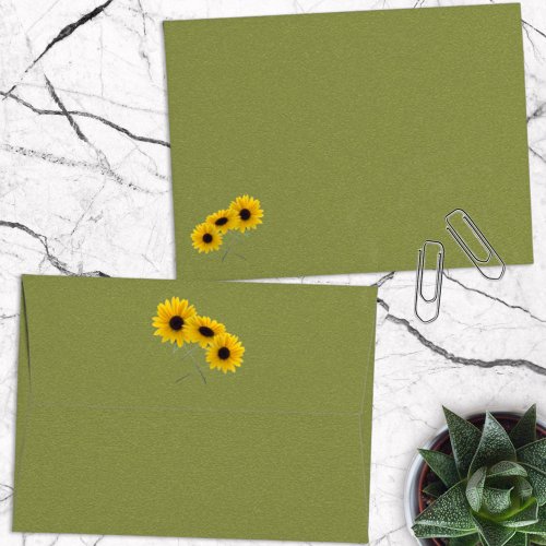 Triple Sunflower Photo Front Back Flap Envelope