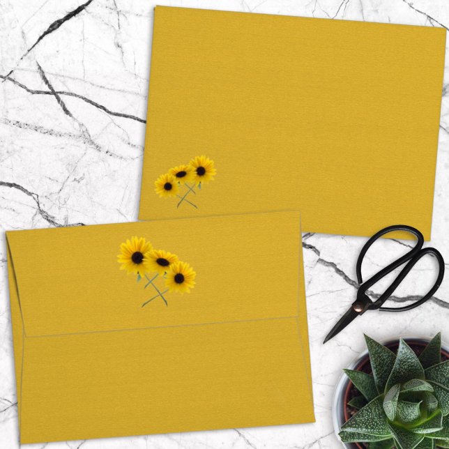 Triple Sunflower Photo Front Back Flap  Envelope (Creator Uploaded)