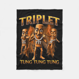 Triple T Tung Tung Tung Sahur Memes For Boys Kids Fleece Blanket