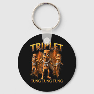 Triple T Tung Tung Tung Sahur Memes For Boys Kids Keychain