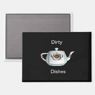 Triple Teapots Dirty Dishes Dishwasher Black Magnet
