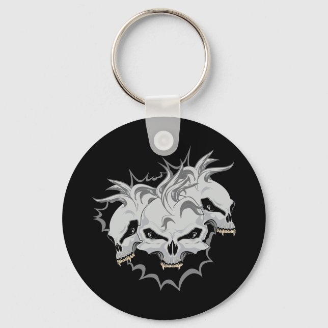 Triple Terror Skulls Keychain (Front)