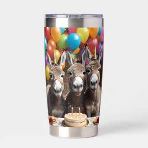 Triple the Joy: A Donkey Triplets' Birthday Bash Insulated Tumbler