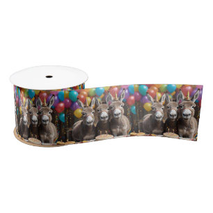 Triple the Joy: A Donkey Triplets' Birthday Bash Satin Ribbon