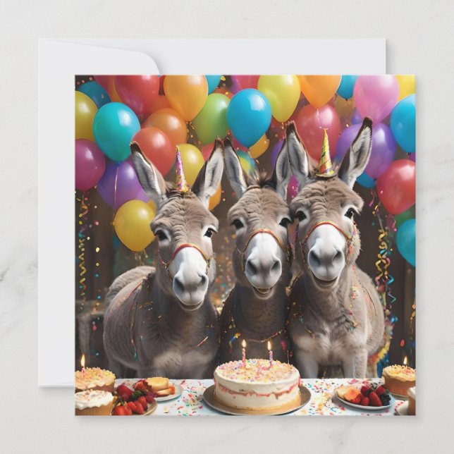 Triple the Joy: A Donkey Triplets' Birthday Bash Save The Date (Front)