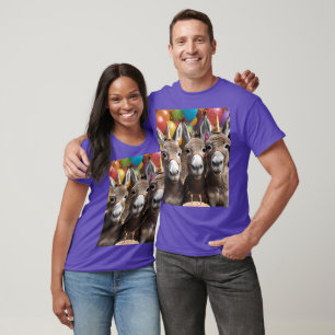 Triple the Joy: A Donkey Triplets' Birthday Bash T-Shirt