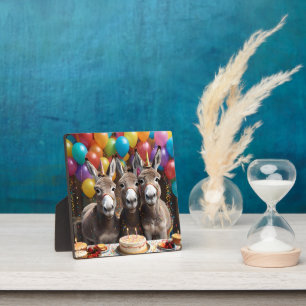 Triple the Joy: Donkey Triplets' Birthday Bash Plaque