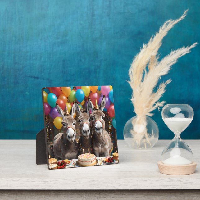 Triple the Joy:  Donkey Triplets' Birthday Bash Plaque (Insitu)