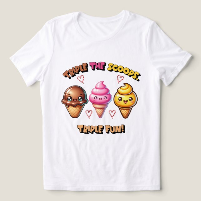 Triple the Scoops, Triple Fun! Tri-Blend Shirt (Design Front)