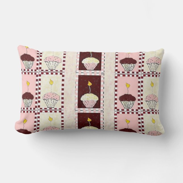 Triple Threat Cupcake Lumbar Pillow (Front)