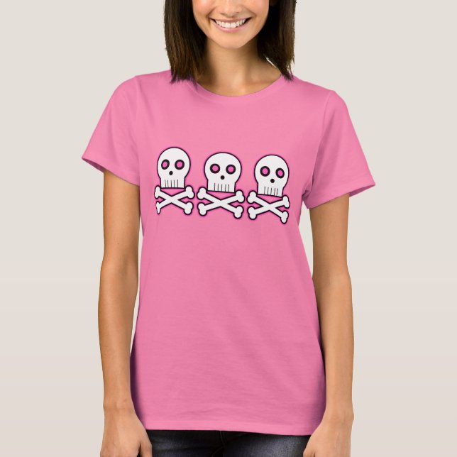 Triple Threat Glow Skull N Bones T-Shirt Pink 2 (Front)