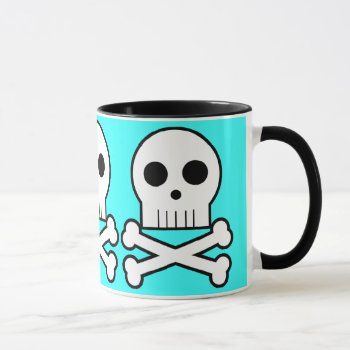 Triple Threat Pirate Skulls Coffee Cup Aqua by mariannegilliand at Zazzle