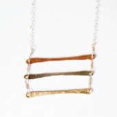 Triple Tier Rose Gold, Silver, & Brass Necklace (Top)