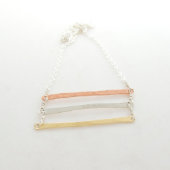 Triple Tier Rose Gold, Silver, & Brass Necklace (Top)
