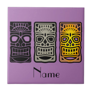 Triple Tiki Sculptures Thunder_Cove  Ceramic Tile