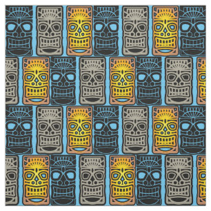 Triple Tiki Sculptures Thunder_Cove Fabric