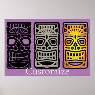 Triple Tiki Sculptures Thunder_Cove  Poster