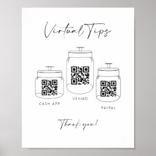 Triple Tip Jar Scan QR Code Cash App Payment Sign