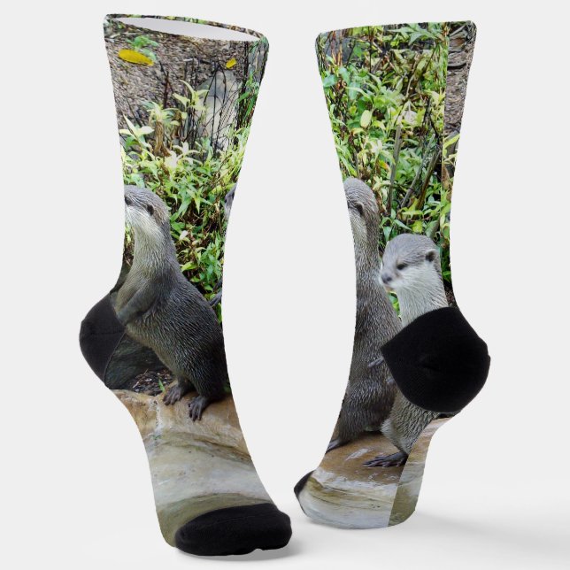 **"Triple Trouble: The Adventures of Otter Triplet Socks (Angled)