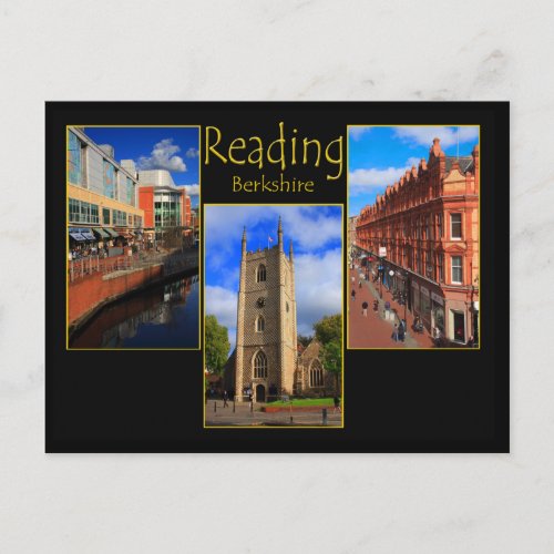 Triple view postcard of Reading Berkshire England