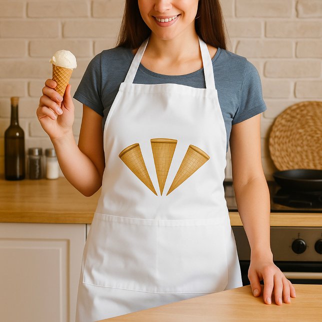 Triple Waffle Ice Cream Cone Summer Dessert Adult Apron (Creator Uploaded)