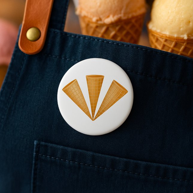 Triple Waffle Ice Cream Cone Summer Dessert Button (Creator Uploaded)