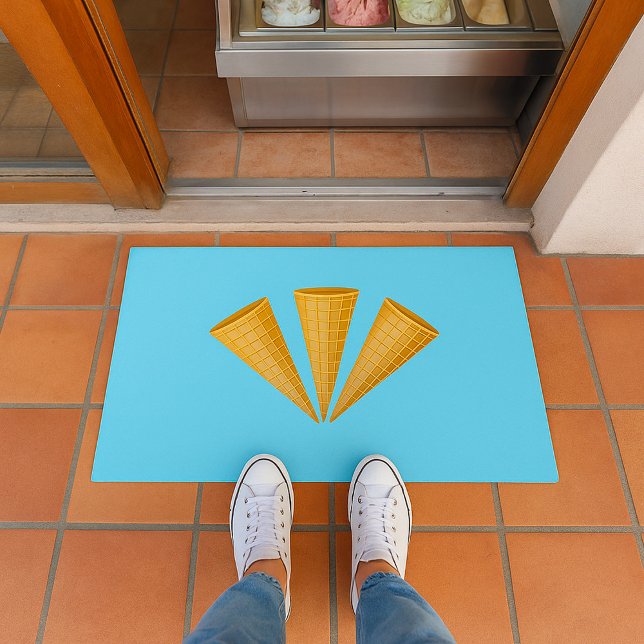Triple Waffle Ice Cream Cone Summer Dessert Doormat (Creator Uploaded)