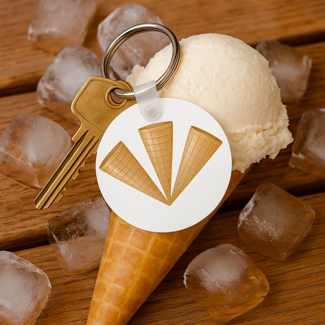 Triple Waffle Ice Cream Cone Summer Dessert Keychain (Creator Uploaded)
