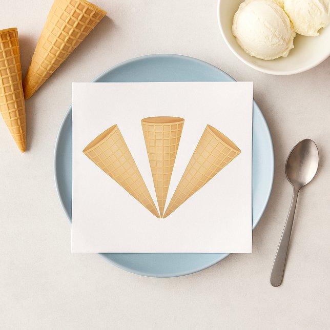 Triple Waffle Ice Cream Cone Summer Dessert Napkins (Creator Uploaded)