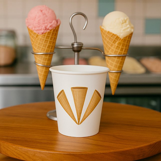 Triple Waffle Ice Cream Cone Summer Dessert Paper Cups (Creator Uploaded)