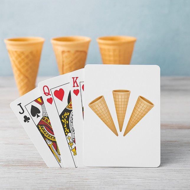 Triple Waffle Ice Cream Cone Summer Dessert Poker Cards (Creator Uploaded)